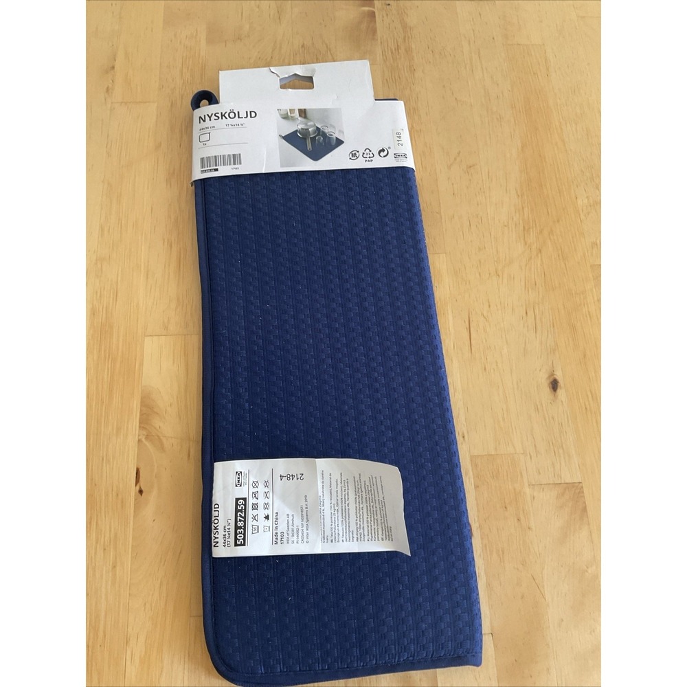 IKEA NYSKÖLJD Kitchen Dish Drying Mat Blue 17x14 Quick Drying Sustainably Made